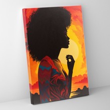 Popcas  Afro Renkli Günbatımı Kanvas Tablo Duvar Dekorasyonu
