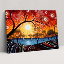 Popcas  Aborjin Duvar Sanatı Nokta Boyama Canlı Renkler Kanvas Tablo