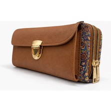 Bispot Vintage & Etnik Tarz Kilim Desenli Çok Bölmeli Fermuarlı Askılı Cüzdan