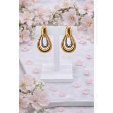 Yush Aksesuar Çift Renkli Damla Çelik Küpe