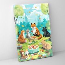 Popcas  Park Temalı Kanvas Tablo Hayvanların Insan Gibi Giyinmiş Görseliyle