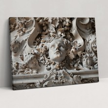 Popcas  Barok Kanvas Duvar Sanatı Inci Heykel Duvar Dekorasyonu