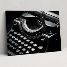 Popcas  Nostalji Vintage Daktilo Kanvas Tablo Blockchain Duvar Sanatı