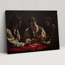 Popcas  Caravaggio Tarzı Oyun Oynayan Erkekler Kanvas Tablo Duvar Sanatı