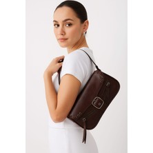 World Star Koyu Kahverengi Kuşgözü Detaylı Mini/küçük Kadın City El ve Omuz Çantası