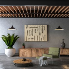 Popcas  Vintage Patent Berber Araçları Kanvas Tablo Retro Duvar Sanatı