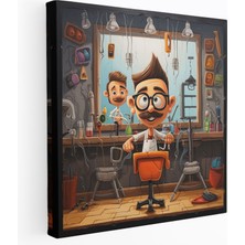Popcas  Eğlenceli Berber Karikatürü Kanvas Tablo Duvar Sanatı