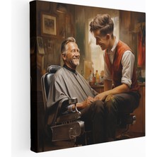 Popcas  Kuaför ve Müşteri Kanvas Tablo Dekoratif Duvar Sanatı