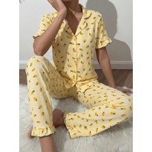 Madame Clara Düğmeli Bürümcük Kısa Kol Kadın Pijama Takımı