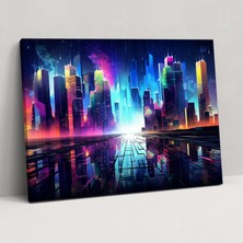 Popcas  Soyut Kanvas Tablo Neon Renkler ile Duvar Sanatı