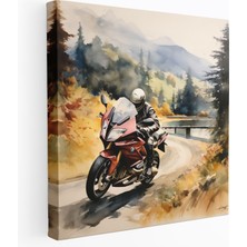 Popcas  Bmw Motosiklet Suluboya Kanvas Tablo Şık Bmw Temalı Duvar Dekorasyonu