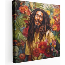 Popcas  Tropikal Çiçekler Bob Marley Kanvas Tablo Canlı Ruh