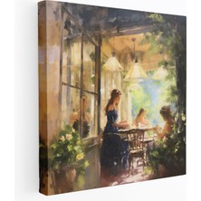 Popcas  Bohem Ev Dekorasyonu Kafe Sahnesi Kanvas Tablo