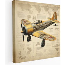 Popcas  Vintage Uçak Koleksiyonu Kanvas Tablo Uçak Temalı Duvar Dekorasyonu