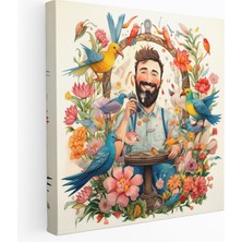 Popcas  Neşeli Berber Kanvas Tablo Suluboya Sanatı