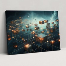 Popcas  Blokzincir Temalı Kanvas Tablo - Merkezi Olmayan Blokzincir Duvar Sanatı