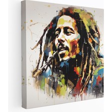 Popcas  Bob Marley Kolaj Kanvas Tablo Saygı Temalı Duvar Dekorasyonu