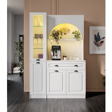Guneystore Armoni Black Midi Kahve Köşesi Sol Vitrinli Komple Mdf