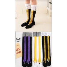 3`lü Tavuk Ayağı Desenli Diz Altı Çorap Unisex