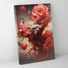 Popcas  Hayal Gücü Kuşlar Kanvas Tablo - Kanayan Çiçekler Surrealist Tablo