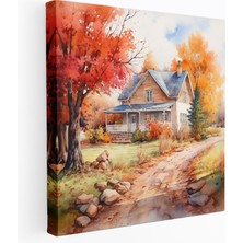 Popcas  Sonbahar Manzara Kanvas Tablo Sıcacık Country Cottage Teması