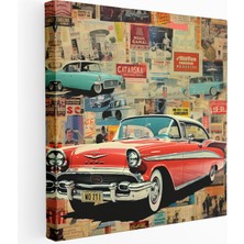 Popcas  Retro Vintage Araba Reklamları Kanvas Tablo