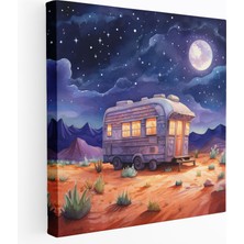 Popcas  Renkli Çöl Kanvas Tablo Karavan Yolculuğu Duvar Sanatı