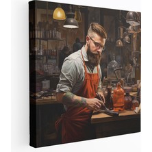 Popcas  Gerçekçi Berber Yağlı Boya Kanvas Tablo Duvar Sanatı