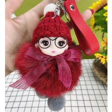 TrendyChic Peluş Gözlüklü Kız Bebek Çanta Süsü/charm Anahtarlık