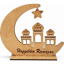 Ay Işığı Store Ahşap Hoşgeldin Ramazan Masa Dekoru | Hilal Ay Camii Temalı | Ramazan Süsleme Dekor