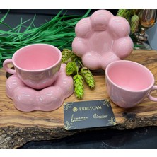 Esbeycam Pembe Papatya Desenli 2 Li Fincan