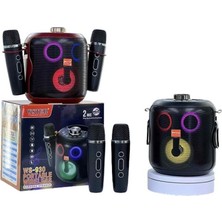 Bufs Profesyonel Karaoke Seti Çift Kablosuz Mikrofonlu Rgb Bluetooth Hoparlör Ses Sistemi