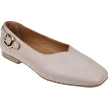 Floor Hakiki Deri Toka Detaylı Kadın Babet MAK-144   Silver