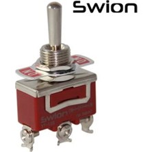 Swion MR-155S Toggle Swıtch Büyük Boy (On)-Off-(On) 3 Bacaklı Vidalı Iki Tarafa Yaylı Swıon 15A