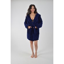 Reina Teks Welsoft Sabahlık Kapüşonlu Peluş Bornoz 1 Adet Çift Cepli Unisex