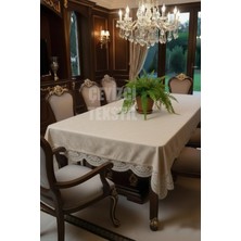 Çt Çeyizci Tekstil Kadife Tek Masa Örtüsü 160X220CM | Dantelli Yemek Masası Örtüsü 160X220CM Tek Masa