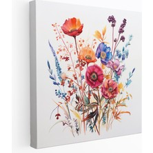 Popcas  Canlı Renkler Kuru Çiçek Kanvas Tablo Cesur Duvar Süslemesi