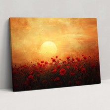 Popcas  Gün Doğarken Gelincik Tarlası Claude Monet Tarzı Kanvas Tablo