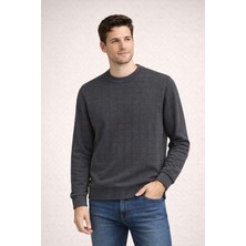 İnce Moda Giyim Erkek Bisiklet Yaka Desenli Triko Kazak