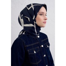Armine Sura Saf Ipek Eşarp Ist 9441 - 03 Lacivert  Karışık  Desen