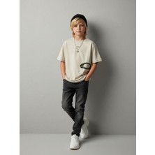 Zekids Erkek Çocuk Minimal Baskılı Pamuklu T-Shirt