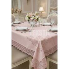 Çt Çeyizci Tekstil Kadife Tek Masa Örtüsü 160X220CM | Dantelli Yemek Masası Örtüsü 160X220CM Tek Masa