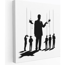 Popcas  Baba Kanvas Tablo - Minimalist Kukla Mafya Silüeti - Duvar Dekorasyonu Minimalist Ev Dekorasyonu