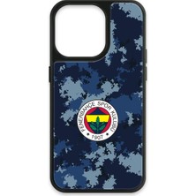 iPhone 14 Pro Uyumlu Fenerbahçe Mavi Kamuflaj Cam Lisanslı Telefon Kılıfı