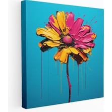 Popcas  Pop Art Kuru Çiçek Kanvas Tablo Çağdaş Eleman Canlı Renkler