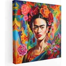 Popcas  Frida Kahlo Kanvas Tablo - Canlı Arka Planıyla Frida Kahlo Duvar Dekorasyonu