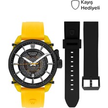 Wainer WA.11200-E Erkek Kol Saati – Siyah & Sarı Silikon, Safir Cam, 5 Atm