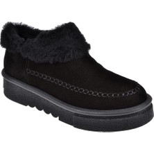 Pullman Hakiki Deri Bileği Kürklü Kadın Ayakkabı PLM-34806   Siyah Süet