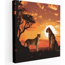 Popcas  Cheetah Gündoğumu Kanvas Tablo Silüet Duvar Sanatı