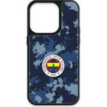 iPhone 15 Pro Uyumlu Fenerbahçe Mavi Kamuflaj Cam Lisanslı Telefon Kılıfı